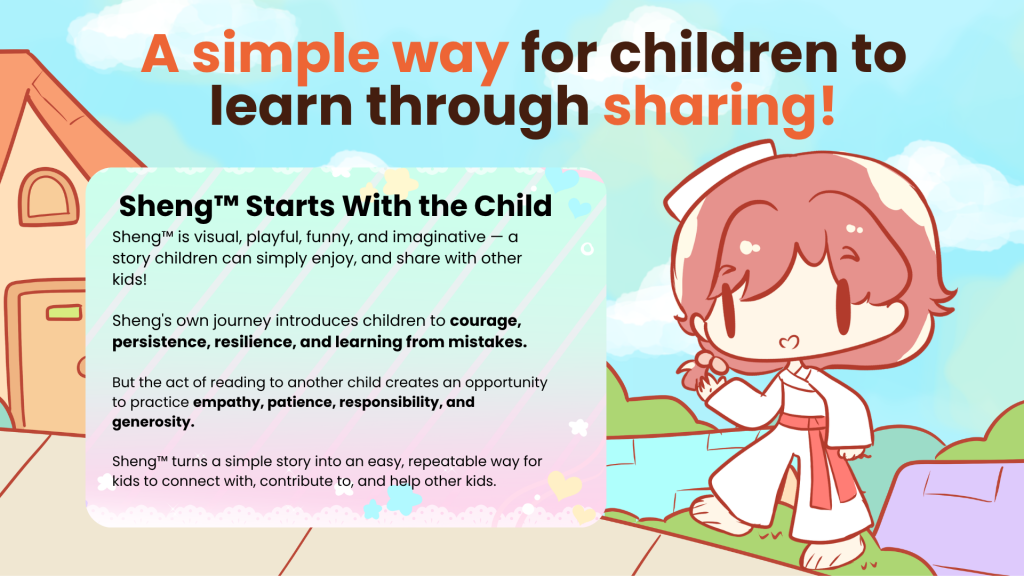 Sheng drawing explaining what is Kids Read to Kids